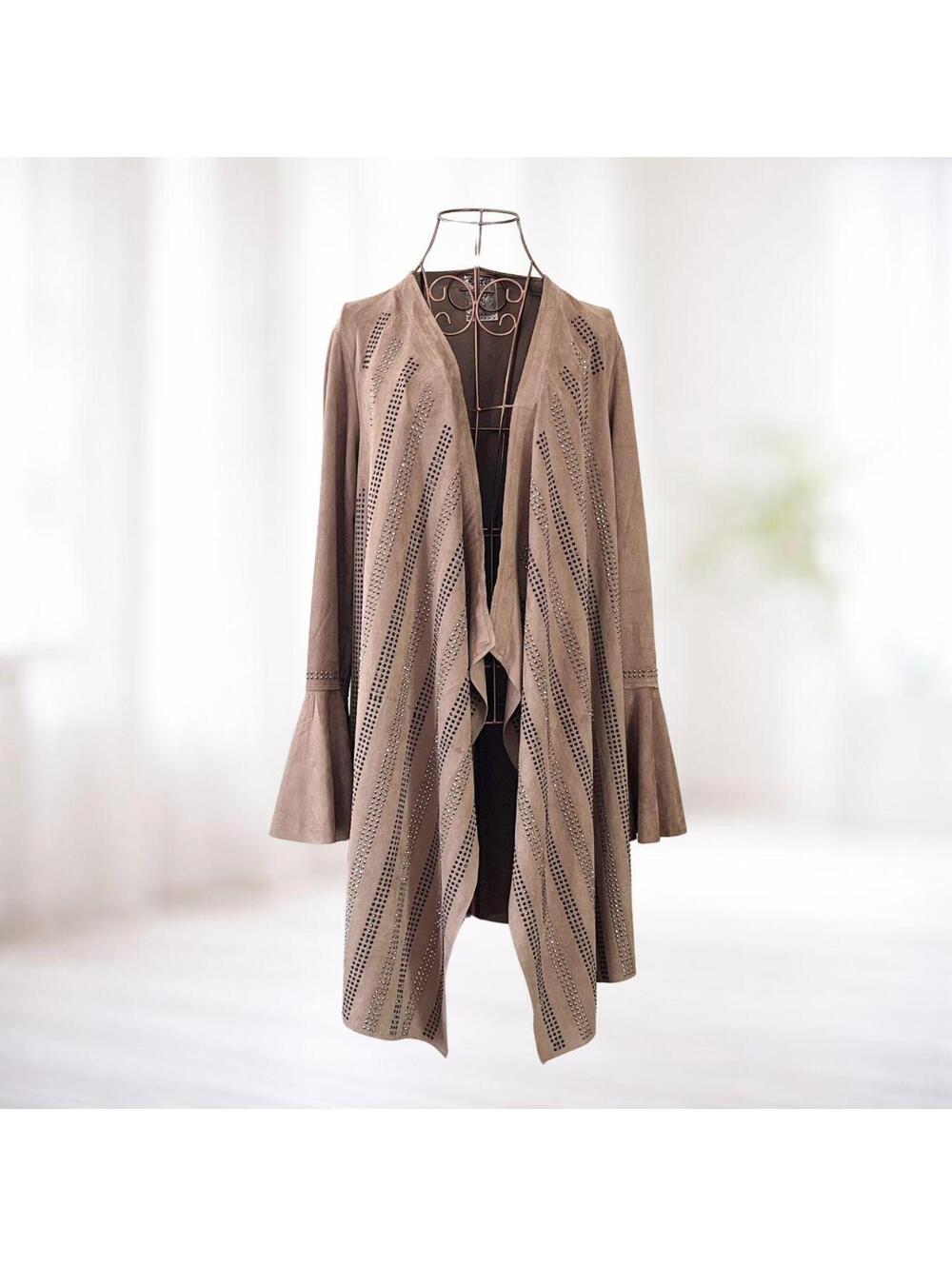Tan Jacket S Flowy Boho Whimsy Coachella Fairycore Festival Rock Witchy - Picture 2 of 8